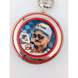 Dale Earnhardt #3 Quartz Pocket Watch w/ Chain Franklin Mint NASCAR- New Battery